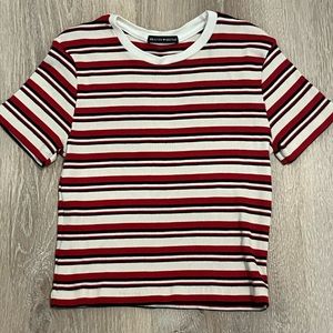 Brandy Melville Striped Crop Red
